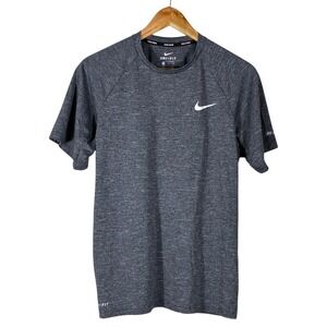 Nike Swim Dri-FIT Heathered Performance Rash Guard UPF 40 Shirt Grey Size M